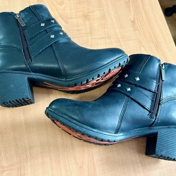 Harley Davidson motorcycle ankle boots wolverine Abney woman sz 9 leather shoes - Picture 4 of 10